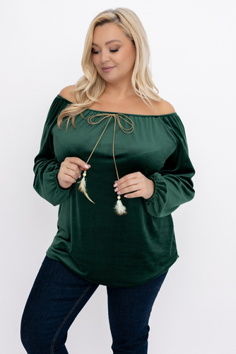 Blouse en velours vert bouteille