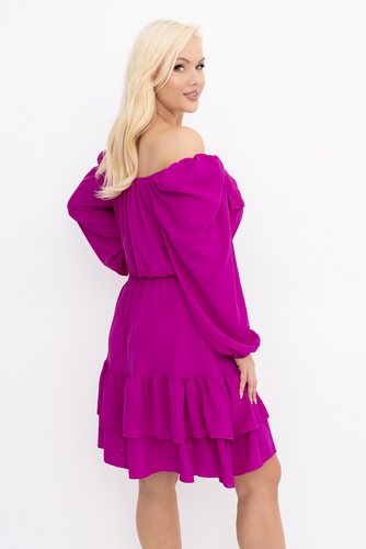 Fioletowa Sukienka z falbanami