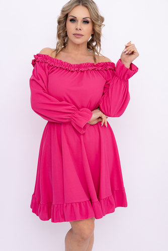 Fuksjowa Sukienka z falbanką MADELINA