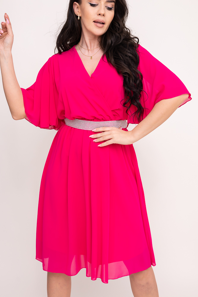 Fuksjowa Sukienka szyfonowa z paskiem SEMELIA