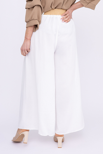 Ecru Spodnie kuloty z paskiem LIMENO