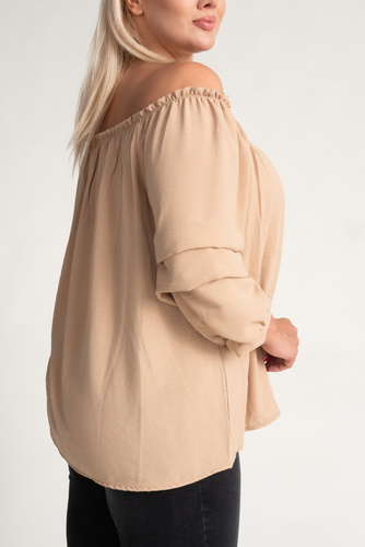 Beige Blouse with crinkle sleeves NANSI
