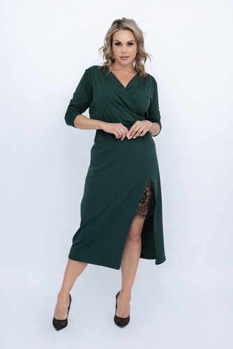 Butelkowozielona Sukienka z koronką AMELIEN