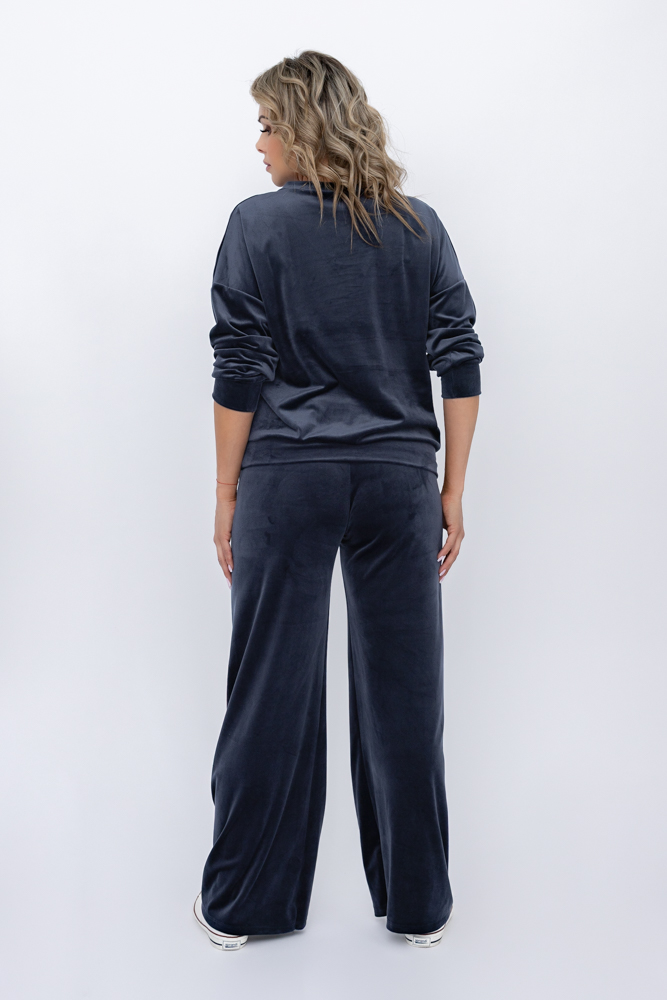 Marineblaues Velours-Trainingsanzug-Set