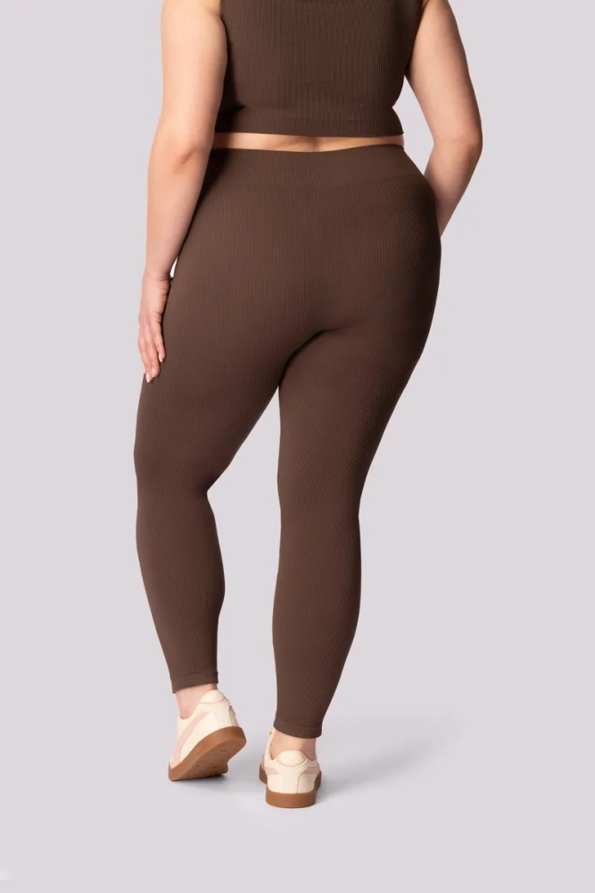 Leggings de rayas café