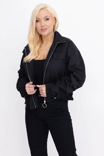 Czarna Kurtka z marszczeniami VASTI