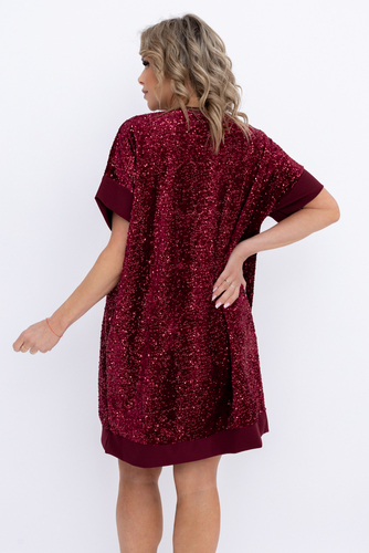  Vestido de lentejuelas granate