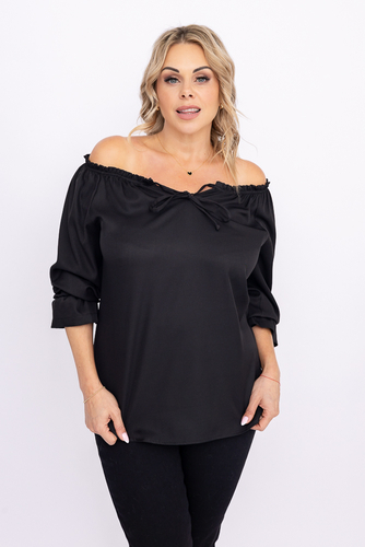 Schwarze Bluse mit gebundenem Ausschnitt