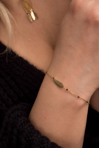 Gold Surgical Steel Bracelet BLACKLEAF