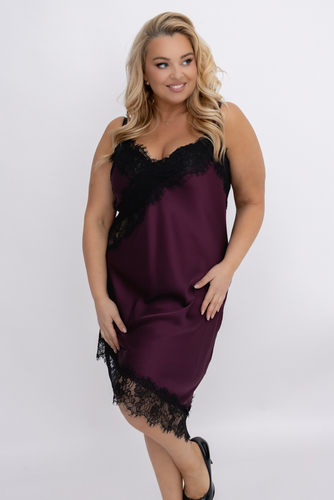 Bordowa Halka satynowa