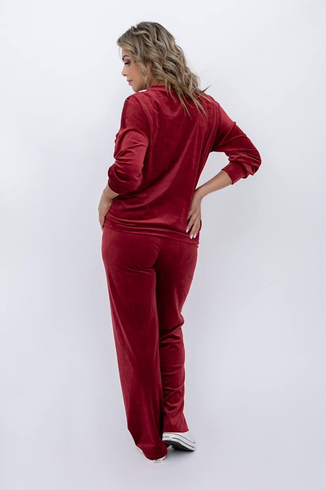 Maroon Velour Tracksuit Set