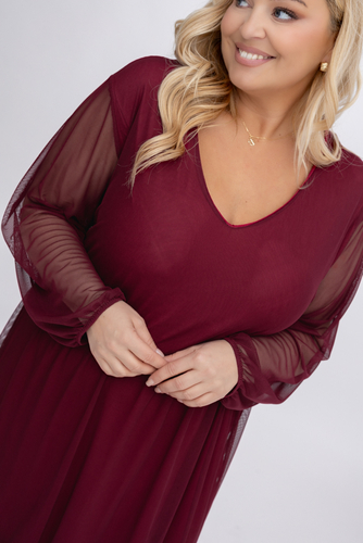 Bordowa Sukienka siateczkowa