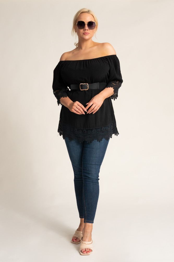 Black Blouse with Embroidery BERGAMO