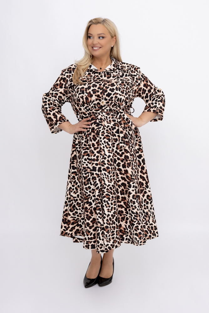  Košielkové šaty s leopardou potlačou