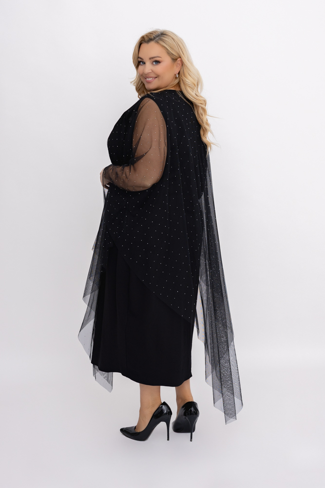 Czarna Sukienka z siateczką Wzór 1 