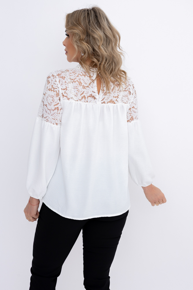 White Blouse with lace neckline