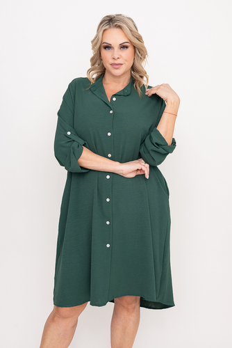 Butelkowozielona Sukienka koszulowa