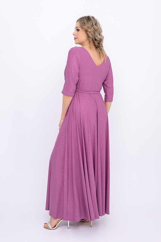 Wrzosowa Sukienka brokatowa