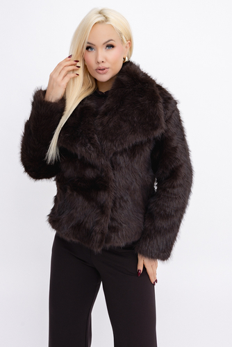  Czekoladowa Kurtka z futerkiem