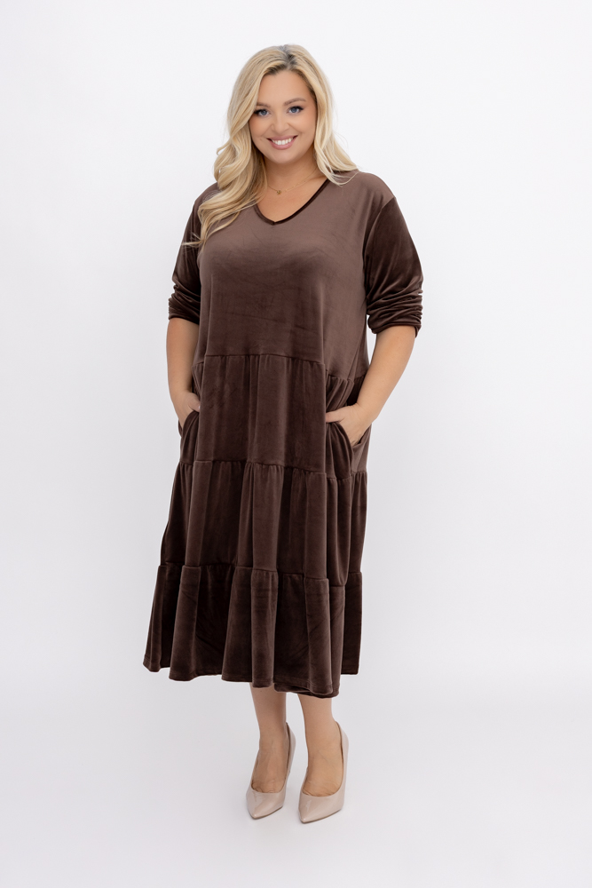 Velours-Kleid in Schokolade