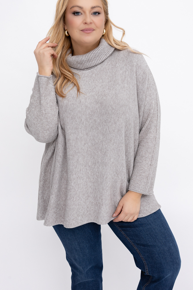 Beżowy Sweter z golfem