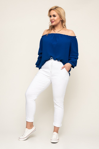 Blouse à manches volantées en bleuet