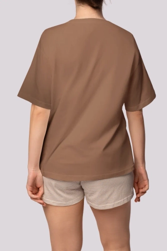 Karamellfarget pyjamas med shorts