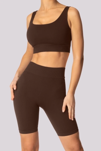 Kaffestripete bikershorts