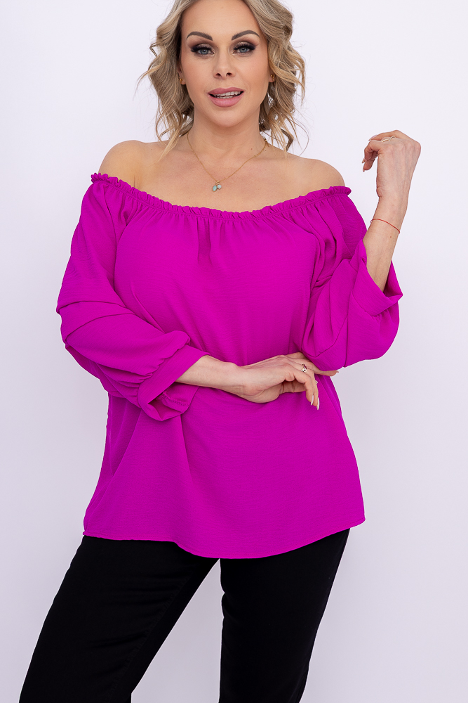 Fioletowa Bluzka z marszczonymi rękawami LURIGO