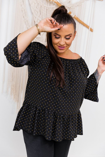 Black Blouse LOREZIA Pattern 1 Plus Size