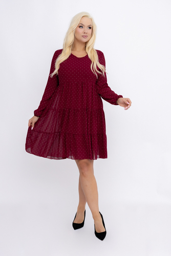 Bordowa Sukienka z dżetami