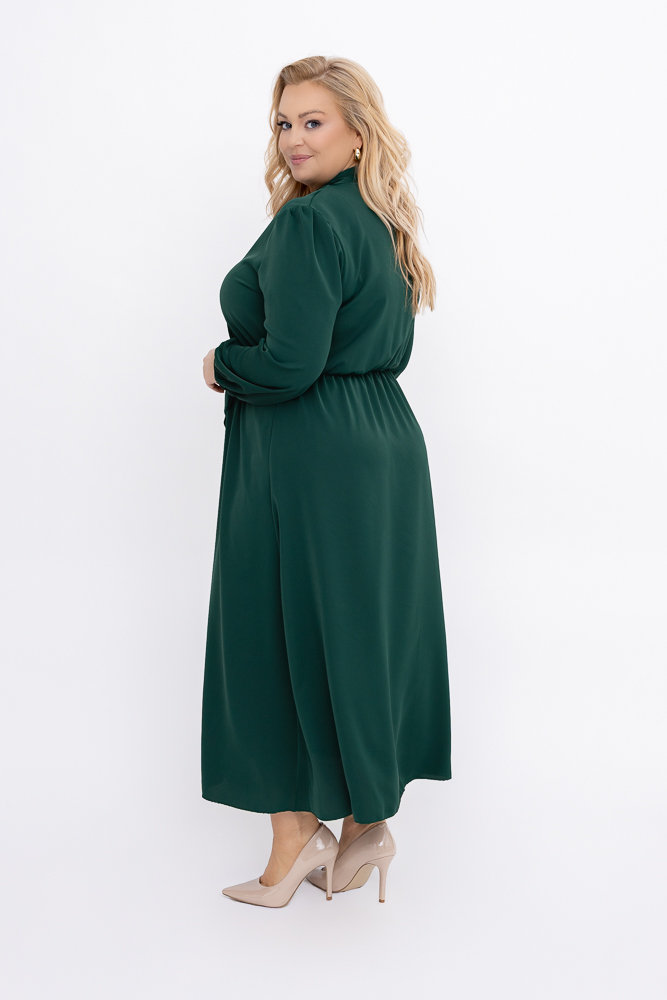 Butelkowozielona Sukienka satynowa