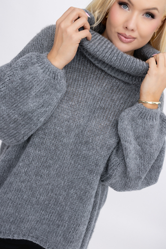 Szary Sweter z golfem