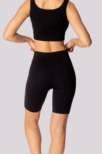 Pantaloni scurți biker cu dungi negre