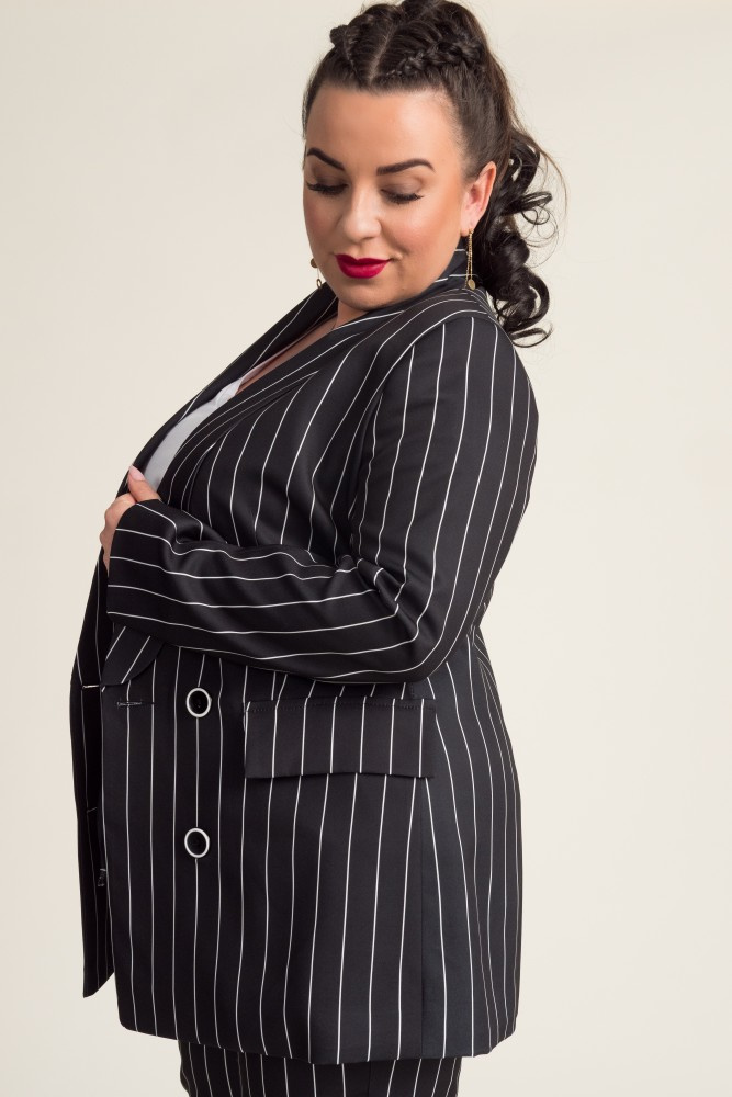 Black and White TEQUILA Striped Double-breasted Suit
