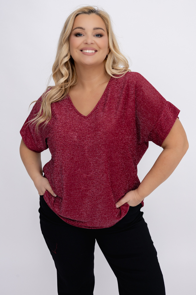 Bordowa Bluzka błyszcząca