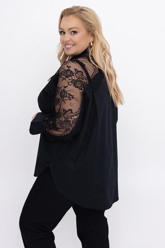 Czarna Koszula z koronką