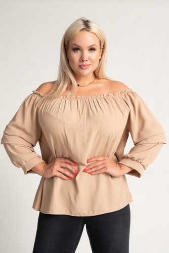 Beige Blouse with crinkle sleeves NANSI