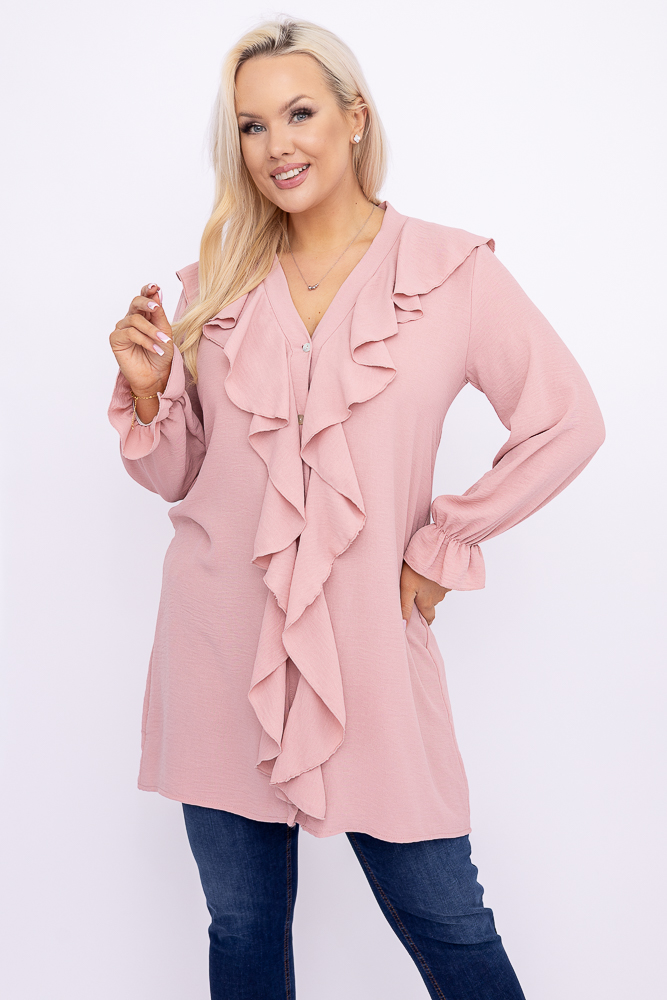 Powder pink tunic with jabot