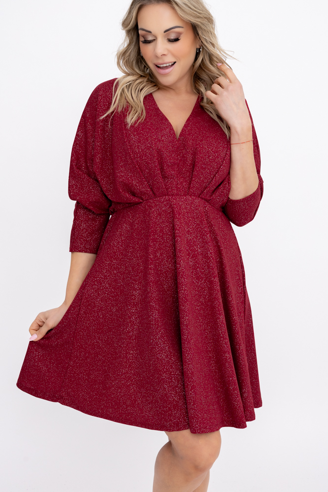 Bordowa Sukienka błyszcząca