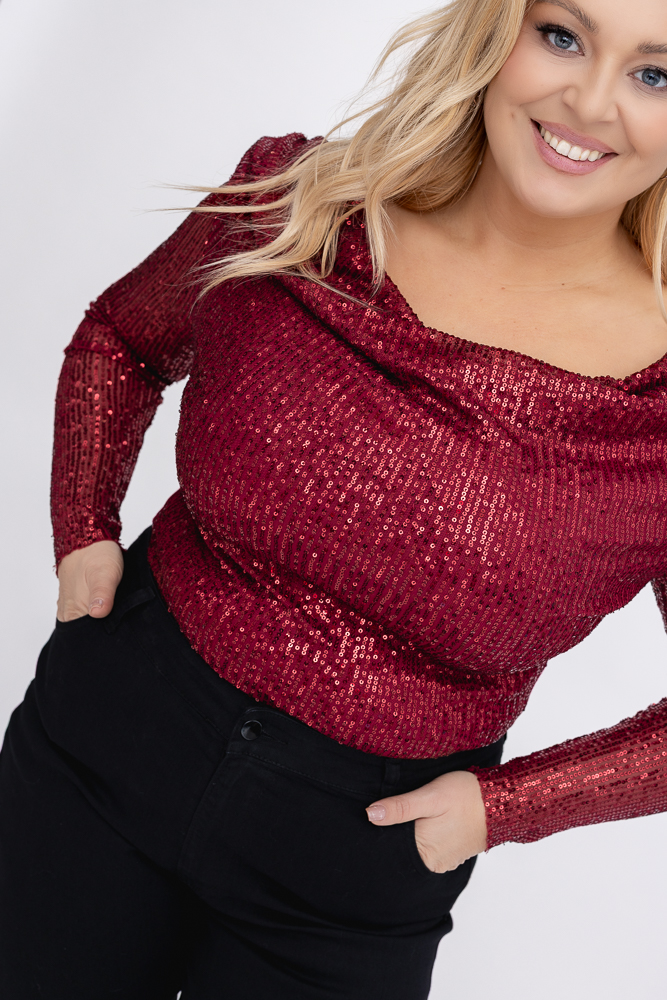 Wiśniowe Body cekinowe