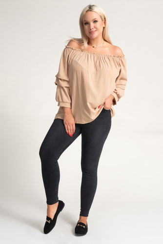 Beige Blouse with crinkle sleeves NANSI