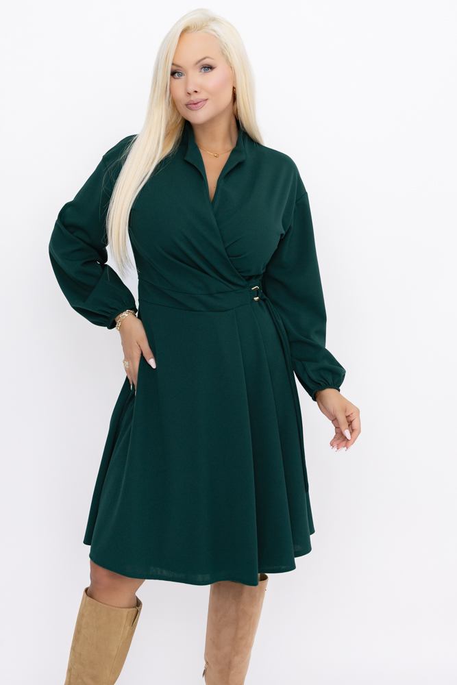 Flaschengrünes Stufenkleid