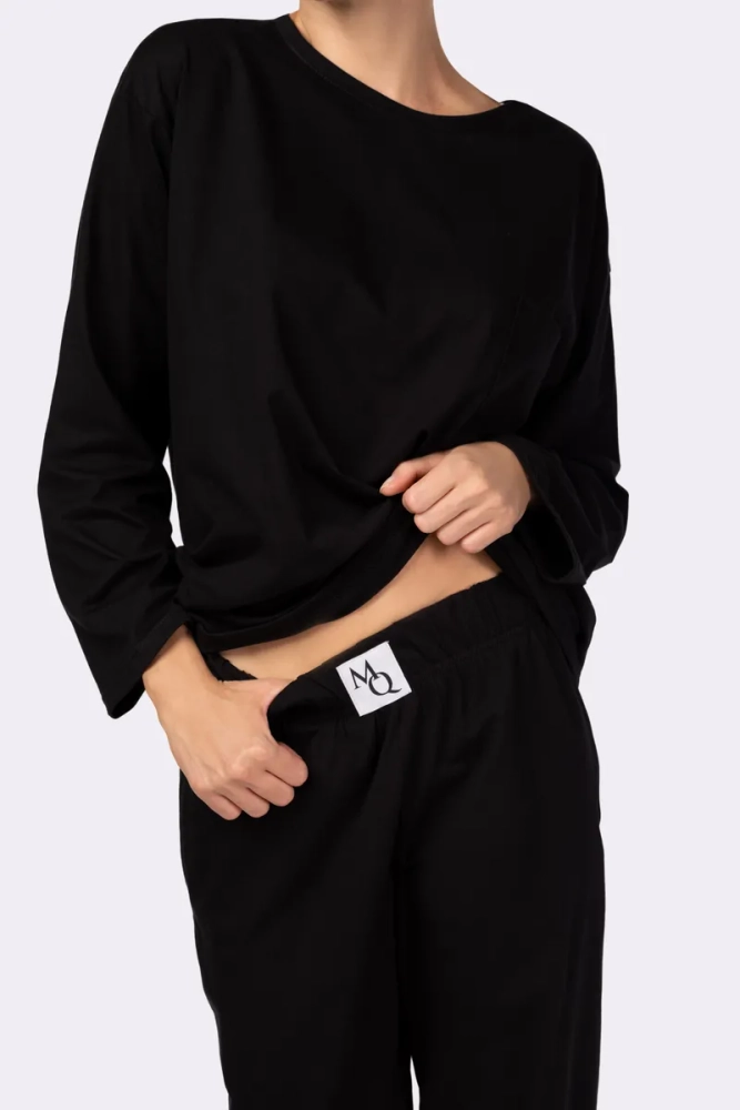 Czarna Piżama z długimi spodniami HEMENY