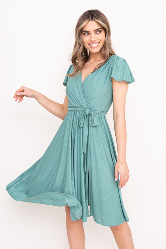Vestido brocado menta