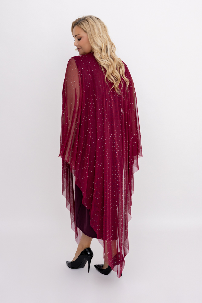 Bordowa Sukienka z siateczką Wzór 1