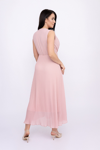 Pudroworóżowa plisowana Sukienka szyfonowa GUSTEN
