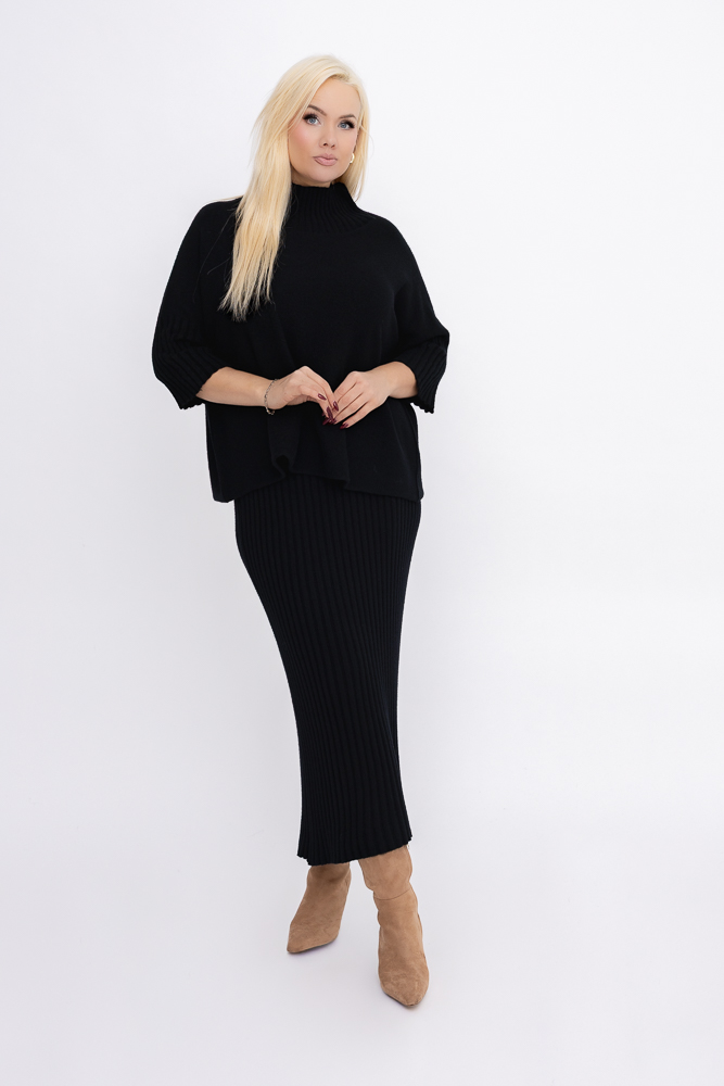 Czarny Komplet sweterkowy