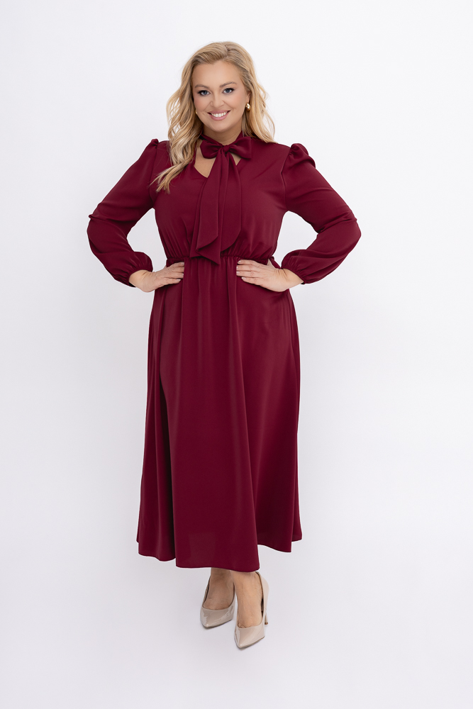 Bordowa Sukienka satynowa