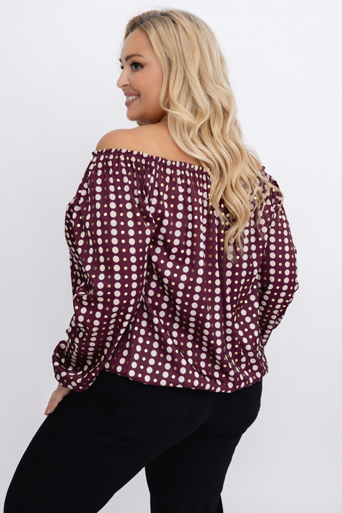 Bordowa satynowa Bluzka Wzór 1